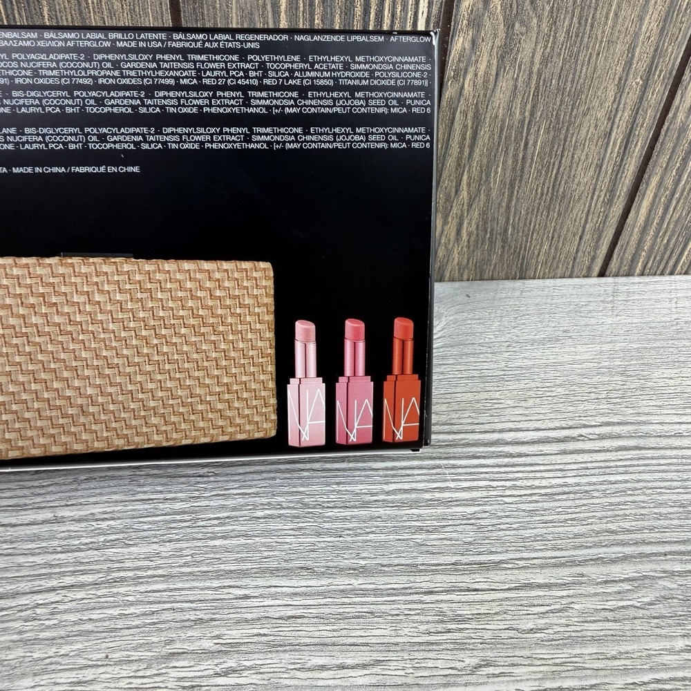 NARS Sur La Plage Lip Balm Set 3pc Woven Clutch Limited Edition New Open Box - Picture 10 of 16